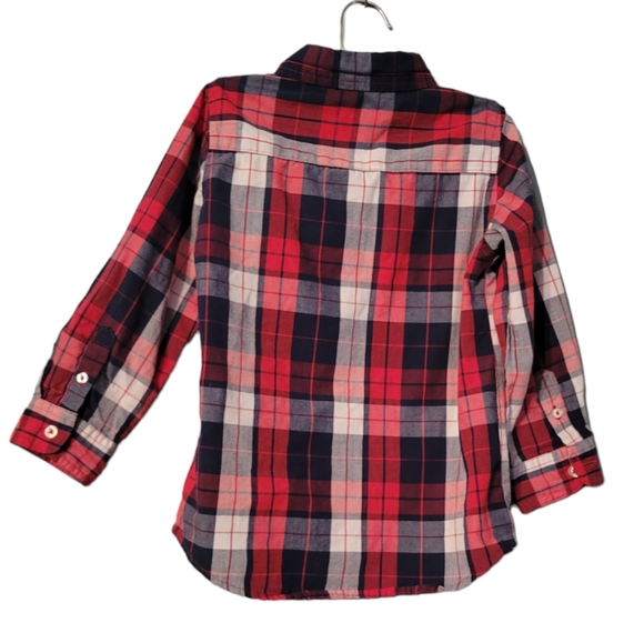 Wrangler Toldder Boys Shirt Plaid Red Blue Button Down Size 5T - Picture 3 of 5